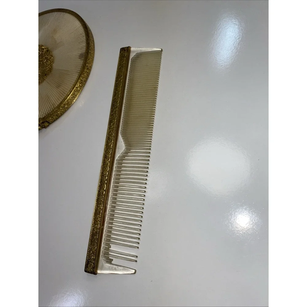 Apollo Ormolu Vanity Set of 4 Hollywood‎ Regency Filigree Mirrors Comb Brush Vtg